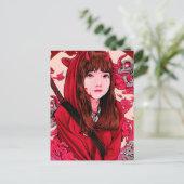 Red Anime Demon Slayer Meisje Briefkaart (Staand voorkant)
