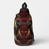 Red Ankh Goddess Gold HeART Fractals Sling Bag (Voorkant)