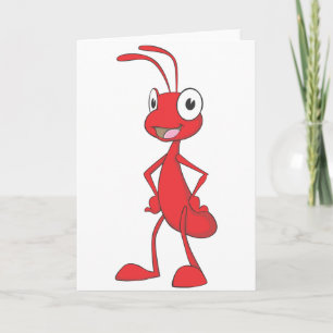 Red Ant Standing Arms on Waist Cartoon Shirt Kaart