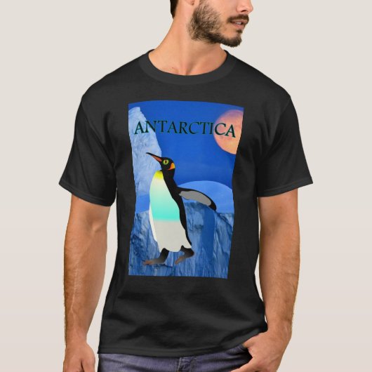 Red Antarctica Keizerpinguïn Volle Maan Gletsjer T-shirt (Voorkant)