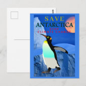 Red Antarctica Keizerspinguïn Volle Maan Gletsjer Briefkaart (Voorkant / Achterkant)