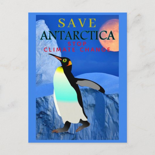 Red Antarctica Keizerspinguïn Volle Maan Gletsjer Briefkaart (Voorkant)