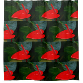Red Anthĭ Flower Douchegordijn