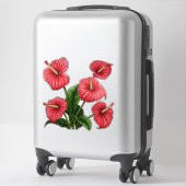 Red Anthurium Flowers with Green Leaves Sticker (Koffer)