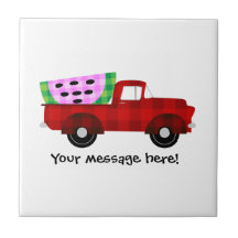 Red Antiek Pickup Truck en Giant Watermelon
