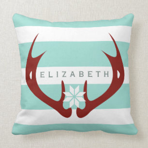 Red Antlers Snowflake 2 - Blauw Kussen