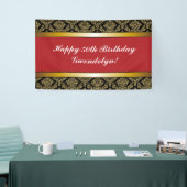 Red Any Age Gold Damask Birthday Banner (Beurs)