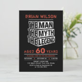 Red Any Age The Man The Myth The Legend Birthday Kaart (Staand voorkant)