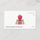 Red Apple and Books Modern Tutor Business Card Visitekaartje (Voorkant)