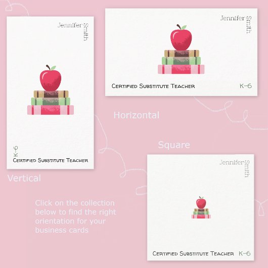 Red Apple and Books Modern Tutor Business Card Visitekaartje