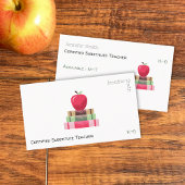 Red Apple and Books Modern Tutor Business Card Visitekaartje