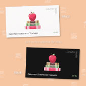 Red Apple and Books Modern Tutor Business Card Visitekaartje