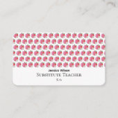 Red Apple and Daisy Pattern Teacher Business Card Visitekaartje (Voorkant)