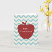 Red Apple Aqua Chevron Teacher Notecard Kaart (Gele Bloem)