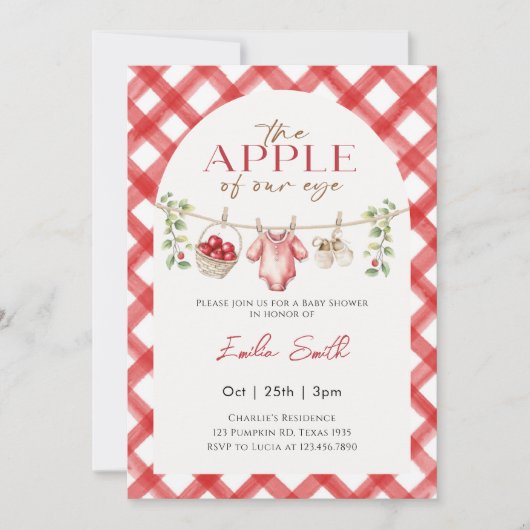 Red Apple Baby Clothesline herfst Baby shower Kaart (Voorkant)