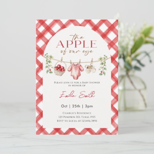 Red Apple Baby Clothesline herfst Baby shower Kaart (Staand voorkant)