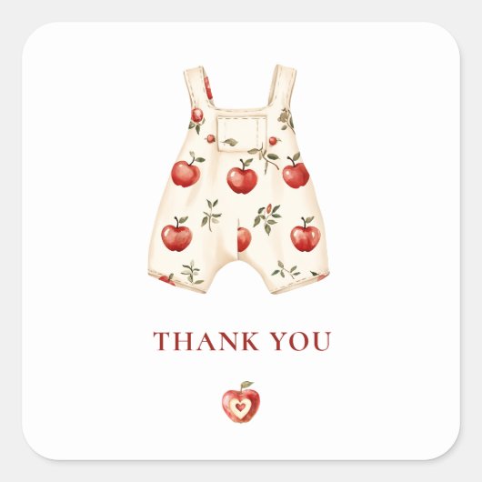 Red Apple Baby shower Bedankt Waterverf Design Vierkante Sticker (Voorkant)