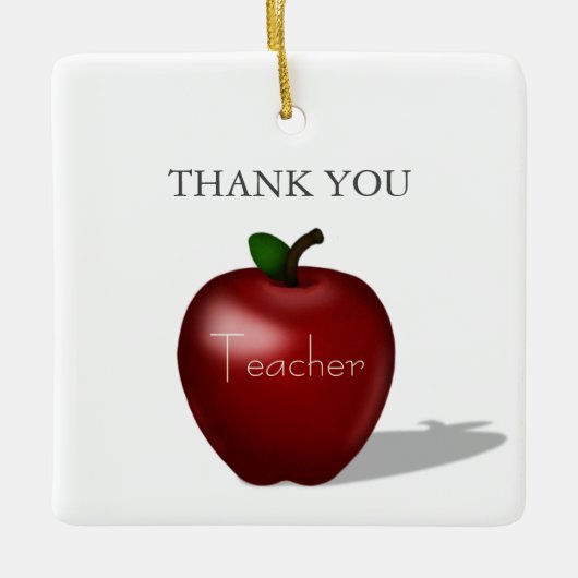 Red Apple "Bedankt leraar" Persoonlijk bericht Keramisch Ornament (Voorkant)