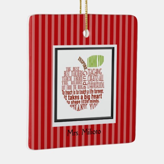 Red Apple Best Teacher Kerstversier Ornament (Rechts)