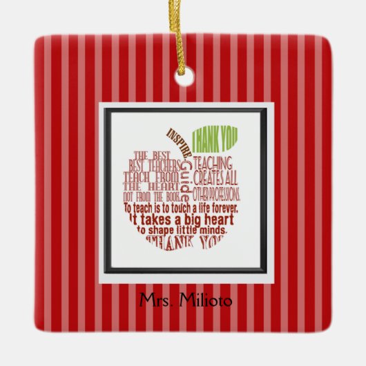 Red Apple Best Teacher Kerstversier Ornament (Voorkant)