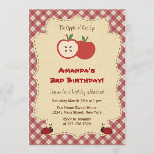 Red Apple Birthday Party Invitation Kaart