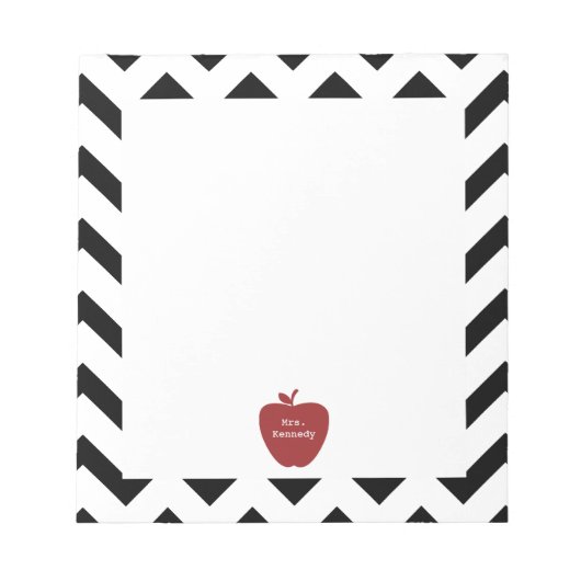 Red Apple Black Chevron Teacher Notitieblok (Voorkant)