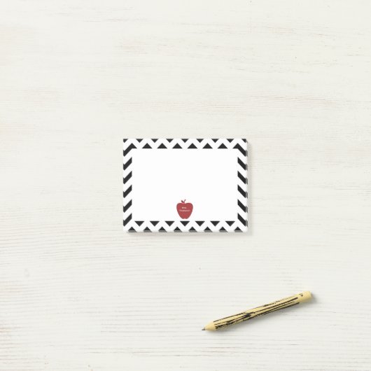 Red Apple Black Chevron Teacher Post-it® notes (Op bureau)