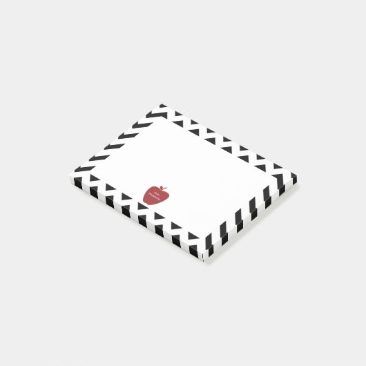 Red Apple Black Chevron Teacher Post-it® notes (Schuin)