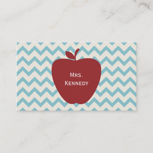 Red Apple Blue Chevron leraar Visitekaartje (Voorkant)