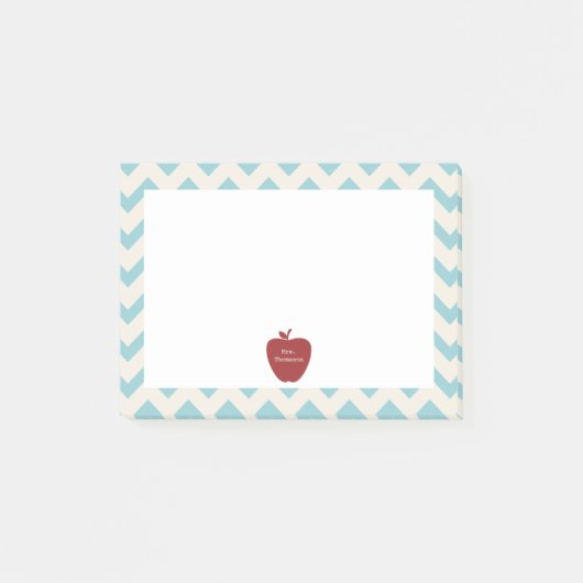 Red Apple Blue Chevron Teacher Post-it® notes (Voorkant)