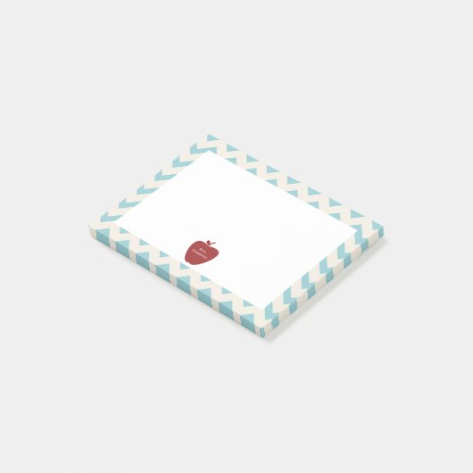 Red Apple Blue Chevron Teacher Post-it® notes (Schuin)