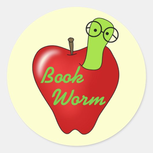 Red Apple Book Worm T-shirts en geschenken Ronde Sticker (Voorkant)