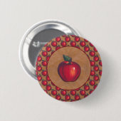 Red Apple Brown Ronde Button 5,7 Cm (Voorkant /achterkant)