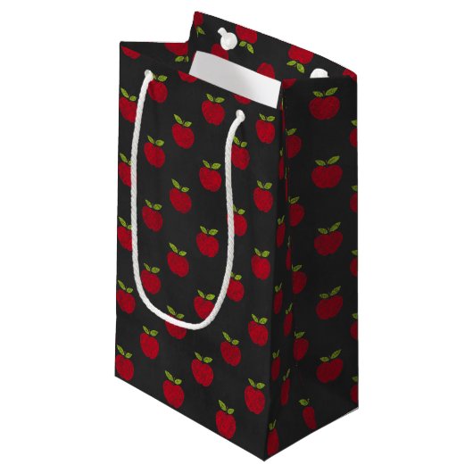 Red Apple Chalkboard Patroon Klein Cadeauzakje (Voorkant Gekanteld)