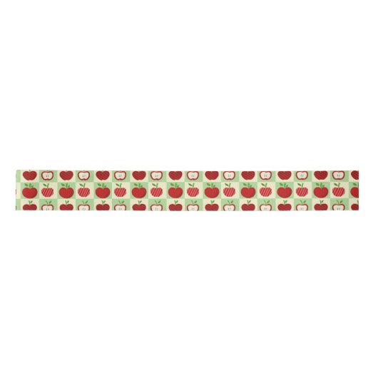 Red Apple Checkered Cute Fall Teacher Gift Wrappin Satijnen Lint (Voorkant)