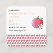 Red Apple Daisy Educator Small Square Contact Card Contactkaartje (Achterkant)