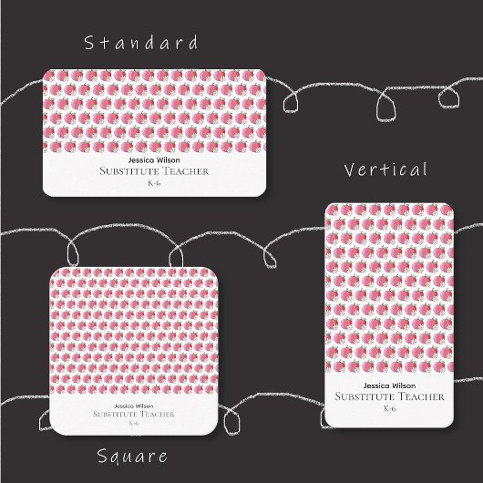 Red Apple Daisy Pattern Sub Vertical Business Card Visitekaartje