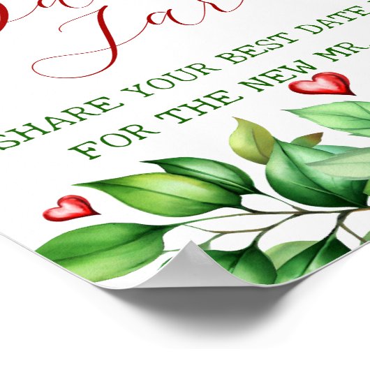 Red Apple Date Night Ideeën. Datum Jar Bridal Game Poster (Hoek)