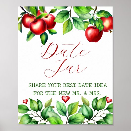 Red Apple Date Night Ideeën. Datum Jar Bridal Game Poster (Voorkant)