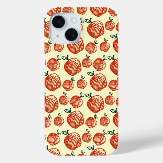 Red Apple Doodle Patroon Case-Mate iPhone Case (Achterkant)