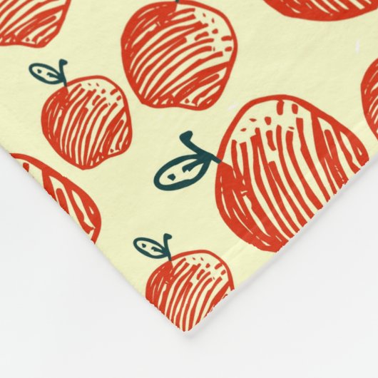 Red Apple Doodle Patroon Fleece Deken (Hoek)