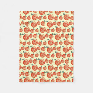 Red Apple Doodle Patroon Fleece Deken