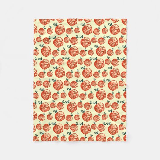 Red Apple Doodle Patroon Fleece Deken (Voorkant)