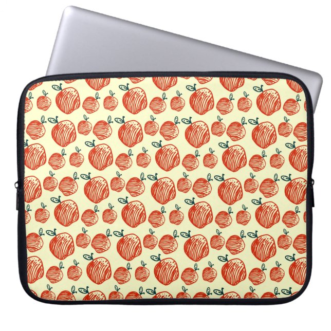 Red Apple Doodle Patroon Laptop Sleeve (Voorkant)