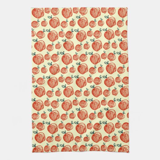 Red Apple Doodle Patroon Theedoek (Verticaal)