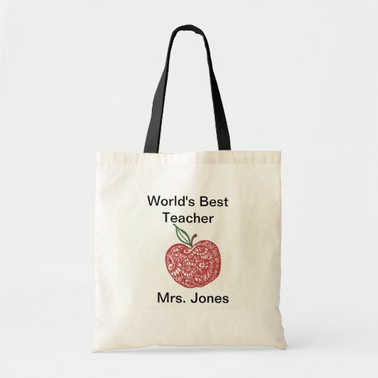 Red Apple Doodle World's Best Teacher Tas (Voorkant)
