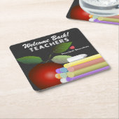 Red Apple en Chalk | Leerlingenwaardering Kartonnen Onderzetters (Schuin)