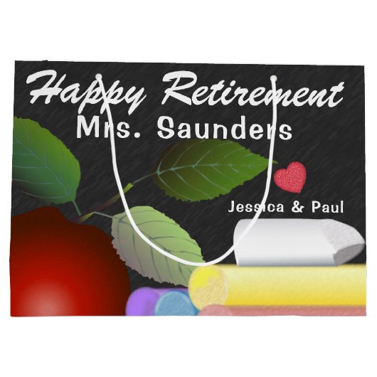 Red Apple en Chalk | Retirement leraar Groot Cadeauzakje (Achterkant)