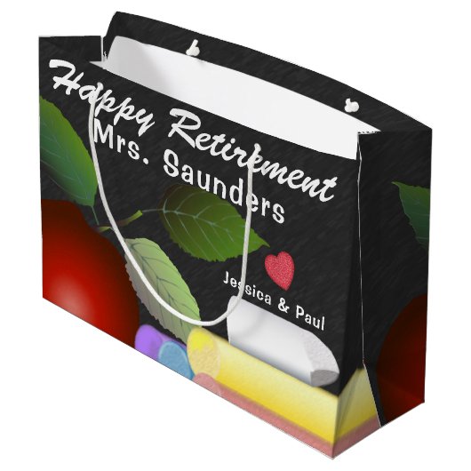 Red Apple en Chalk | Retirement leraar Groot Cadeauzakje (Achterkant Gekanteld)