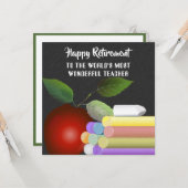Red Apple en Chalk | Retirement leraar Kaart (Voorkant / Achterkant in situ)